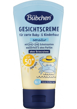 Солнцезащитный крем для лица Bubchen Sensitive с коэффициентом защиты SPF 50+, 50 мл