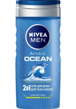 Гель для душа Nivea Men 2в1 Arctic Ocean мужской для тела и волос с морской солью, 250 мл