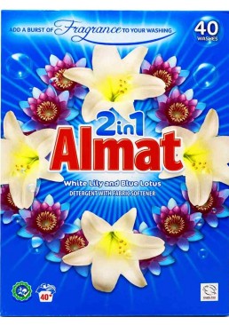 Стиральный порошок Almat 2 в 1 белая лилия и голубой лотос, 2,6 кг (40 стирок)
