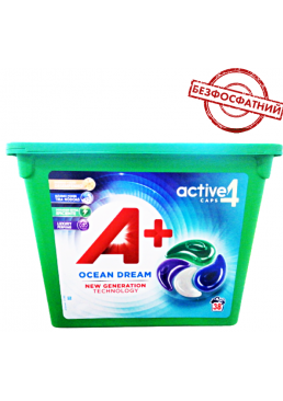 Капсулы для стирки А+ 4в1 Ocean Dream для всех типов тканей, 38 шт