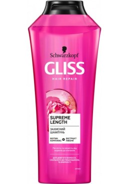 Захисний шампунь GLISS Supreme Length для довгого волосся, схильного до пошкоджень та жирності, 400 мл
