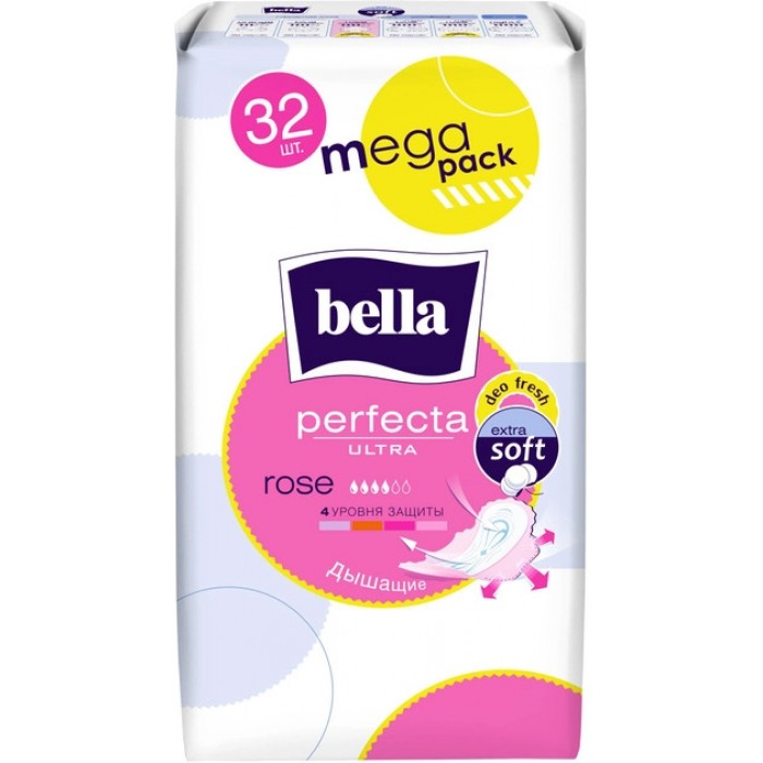 Гигиенические прокладки Bella Perfecta Ultra Rose Deo Fresh 4 капли, 32 шт - 