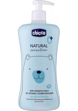 Гель-шампунь для тела и волос Chicco Natural Sensation Без Слез с алоэ и ромашкой, 500 мл