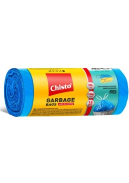 Пакеты для мусора Chisto суперпрочные с затяжками 35 л, 15 шт