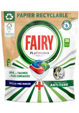 Капсулы для посудомоечной машины Fairy Platinum Plus Бумажный пакет, 36шт