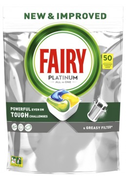 Капсулы для посудомоечных машин Fairy Platinum лимон All In One, 50 шт 