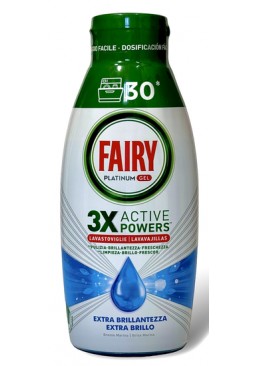 Гель-концентрат для мытья посуды в посудомоечной машине Fairy Platinum Gel 3 active powers океан 600 мл (30 доз )