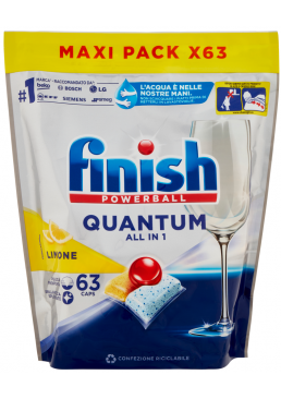 Таблетки для посудомоечных машин Finish Quantum All in 1 Lemon, 63 шт