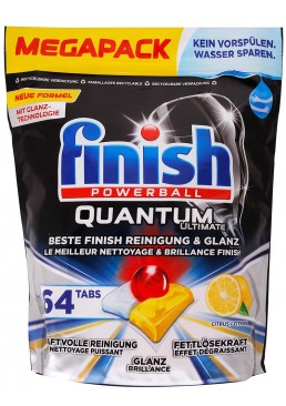 Таблетки для мытья посуды в посудомоечной машине Finish Quantum Ultimate Лимон, 64 шт