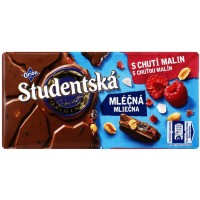 Шоколад молочный Studentska с малиной, орехами, желе, 180 г