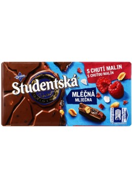 Шоколад молочный Studentska с малиной, орехами, желе, 170 г