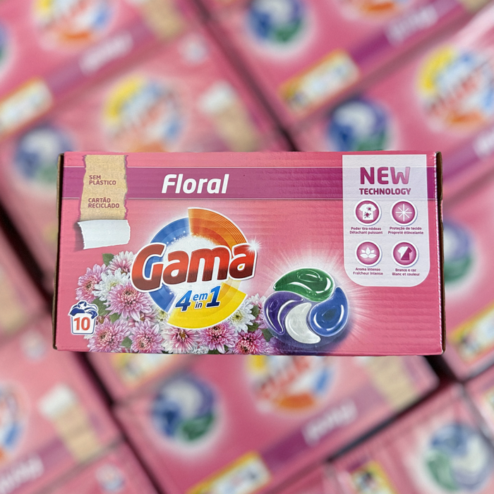Капсулы для стирки Gama Floral 4в1 с цветочным ароматом, 10 шт - 