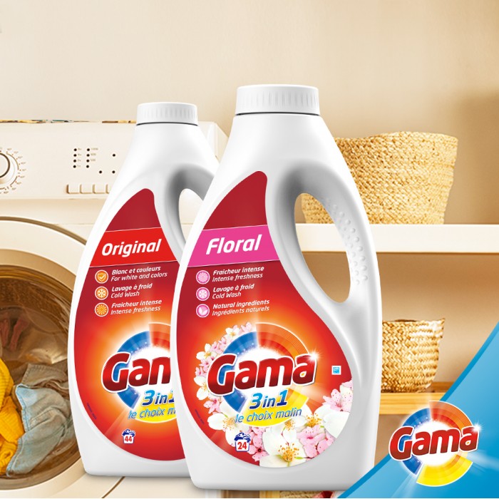 Гель для стирки Gama Original для белого и цветного белья, 3 л (66 стирок) - 