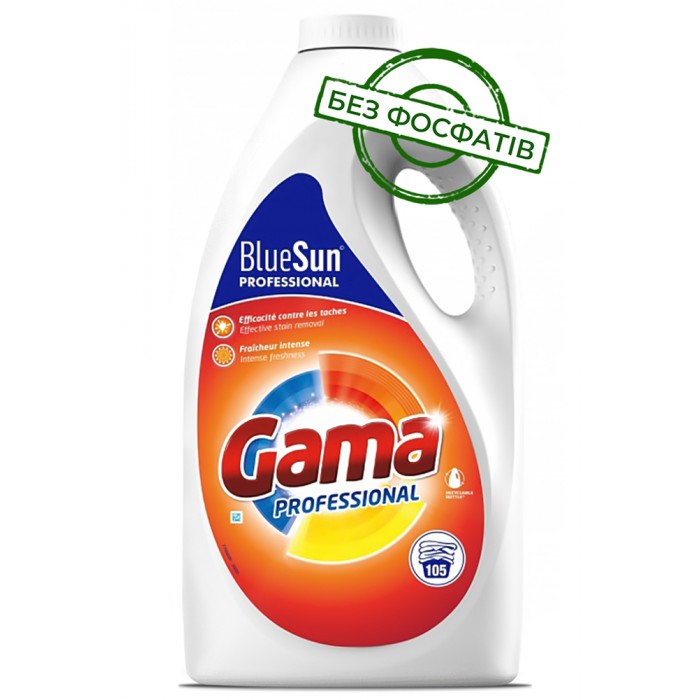 Гель для стирки Gama Professional для профессиональной стирки, 4.725 л (105 стирок) - 