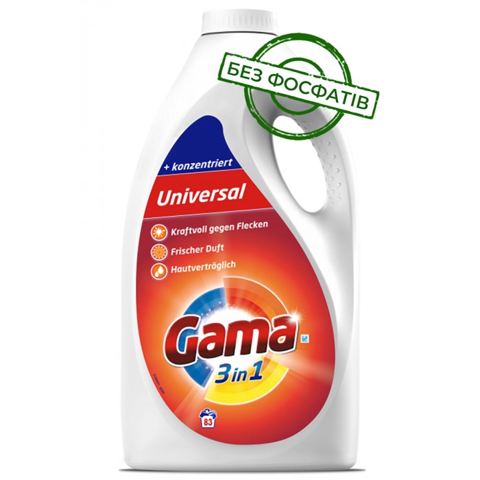 Гель для стирки Gama Universal универсальный, 3.735 л (83 стирки) - 