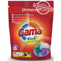 Капсули для прання білизни Gama 4в1 для всіх типів тканин, 30 шт