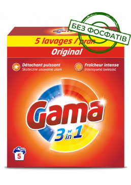 Порошок для стирки Gama Original 3в1 для белого и цветного белья, 300 г (5 стирок)