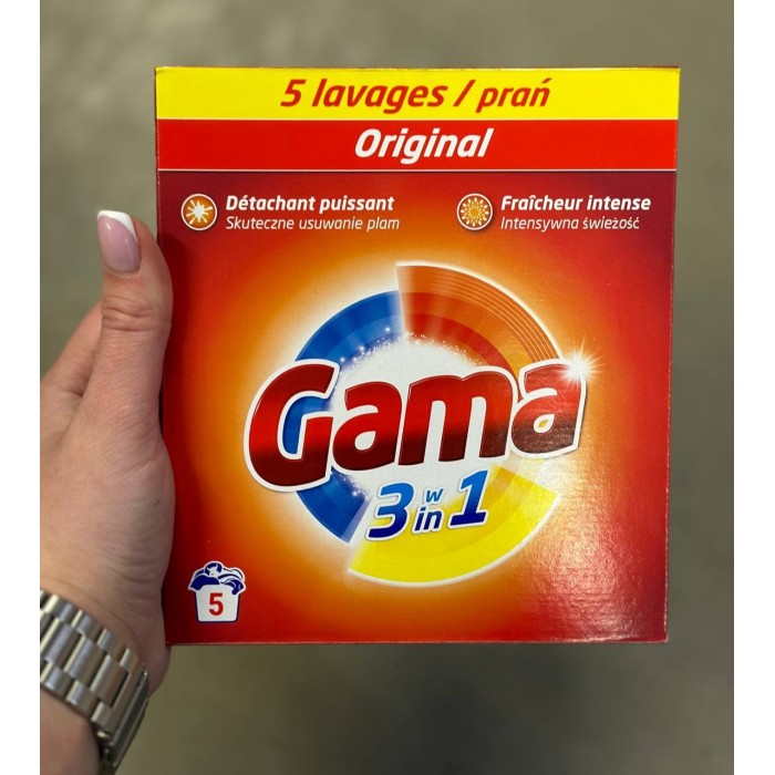 Порошок для стирки Gama Original 3в1 для белого и цветного белья, 300 г (5 стирок) - 