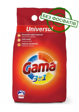 Порошок для стирки Gama Universal 3в1 универсальный, 6 кг (100 стирок)