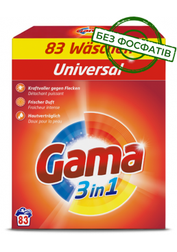 Порошок для стирки Gama Universal 3в1 универсальный, 4.98 кг  (83 стирки)