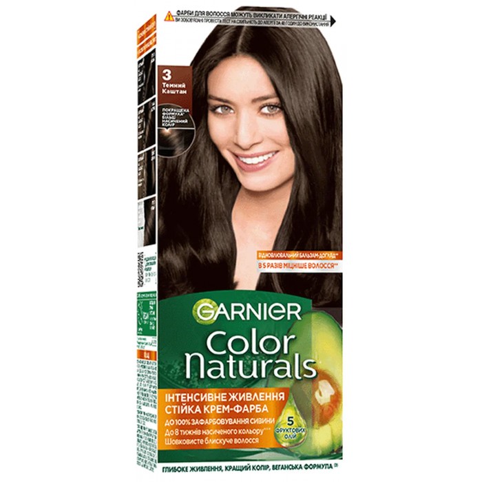 Краска для волос Garnier Color Naturals 3 Темный каштан, 110 мл  - 