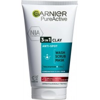 Гель для вмивання, скраб, маска для обличчя Garnier Skin Naturals Чиста шкіра 3 в 1, 150 мл