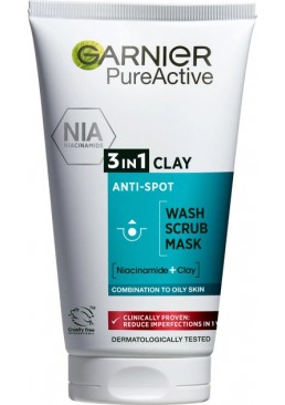 Гель для умывания, скраб, маска для лица Garnier Skin Naturals Чистая кожа 3 в 1, 150 мл