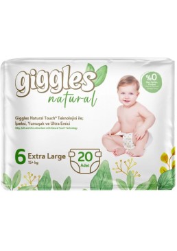 Подгузники детские Giggles Natural 6 Extra Large (15+ кг), 20 шт