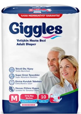 Подгузники для взрослых Giggles Medium размер M (85-125 см), 10 шт
