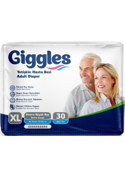 Подгузники для взрослых Giggles Extra Large размер XL 10 капель, 30 шт (120-160 см)