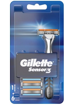 Бритва Gillette Sensor 3, 1 станок + 6 сменных катриджей