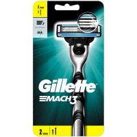 Станок для бритья с 2 сменными кассетами Gillette Mach3 мужской