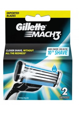 Змінні картриджі для гоління (леза) чоловічі Gillette Mach3, 2 шт