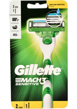 Станок для гоління Gillette Mach3 Sensitive Original із 2 змінними картриджами