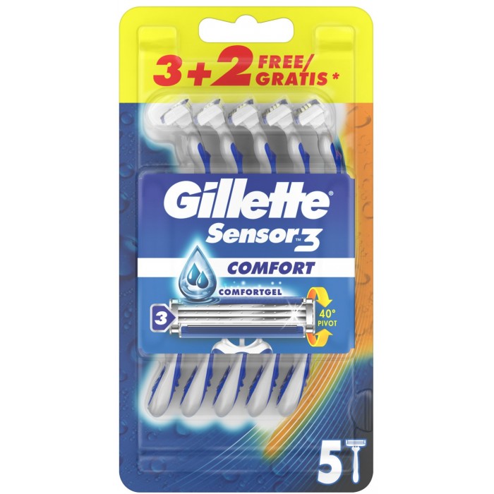 Набор бритв без сменных картриджей  Gillette Sensor 3 Comfort, 5 шт  - 