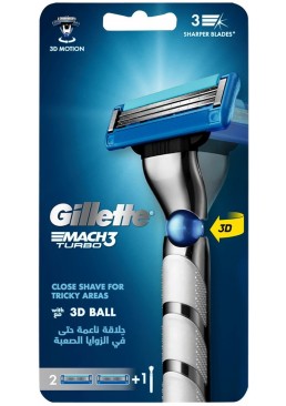 Станок для бритья Gillette Mach3 Turbo с 2 сменными картриджами