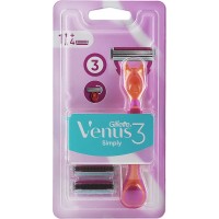 Станок для бритья Gillette Venus Simply Razor 3 с 4 сменными насадками