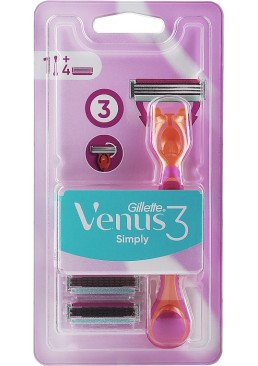 Станок для бритья Gillette Venus Simply Razor 3 с 4 сменными насадками