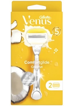 Бритва Gillette Venus Comfortglide Coconut, 1 станок + 2 змінні касети