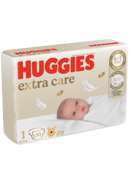 Подгузники Huggies Extra Care 1 для новорожденных (2-5 кг), 50 шт