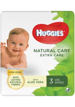 Влажные салфетки Huggies Natural Care Extra Care, 3 х 56 шт