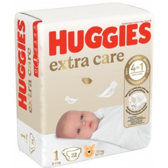 Подгузники Huggies Extra Care 1 (2-5 кг), 22 шт - 