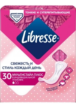 Щоденні гігієнічні прокладки Libresse Dailyfresh Multistyle Plus, 30 шт
