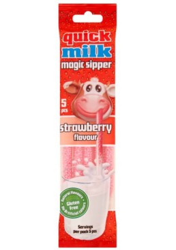 Трубочки для молока Quick Milk Magic Sipper Strawberry Flavour, 5 шт