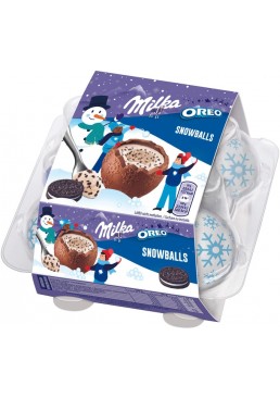 Фигурный молочный шоколад Milka Snow Balls с кремовой молочной начинкой и кусочками печенья Орео, 112 г