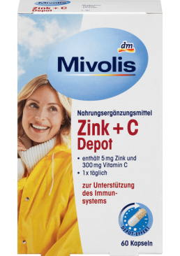 Харчова добавка Mivolis Zink + C Depot капсули, 60 шт