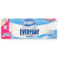 Туалетная бумага Ooops! Everyday Sensitive 3 слоя 115 отрывов, 10 шт