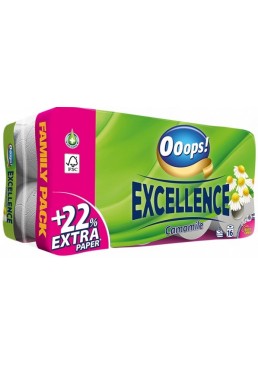 Туалетная бумага 3-х слойная Ooops! Excellence Camomile, 8 шт (150 отрывов)