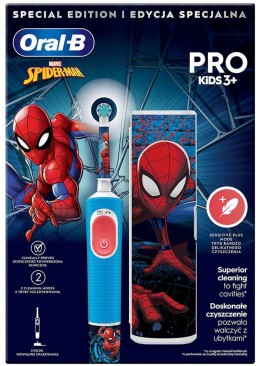 Электрическая зубная щетка Oral-b Braun Pro D103 Kids Spiderman с футляром, 3+ лет