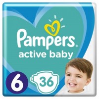 Подгузник Pampers Active Baby Extra Large Размер 6 (13-18 кг), 36 шт